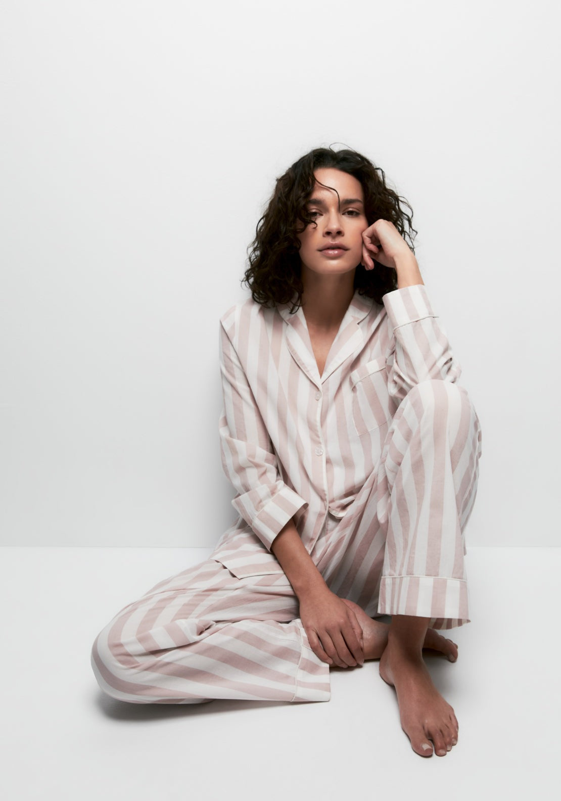 Sfera 100% Cotton Pyjama Set With Lapel Collar - Striped 4 Shaws Department Stores