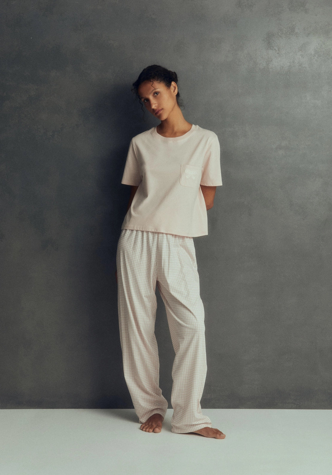Pocket Detail Pyjama Set - Pink Pale