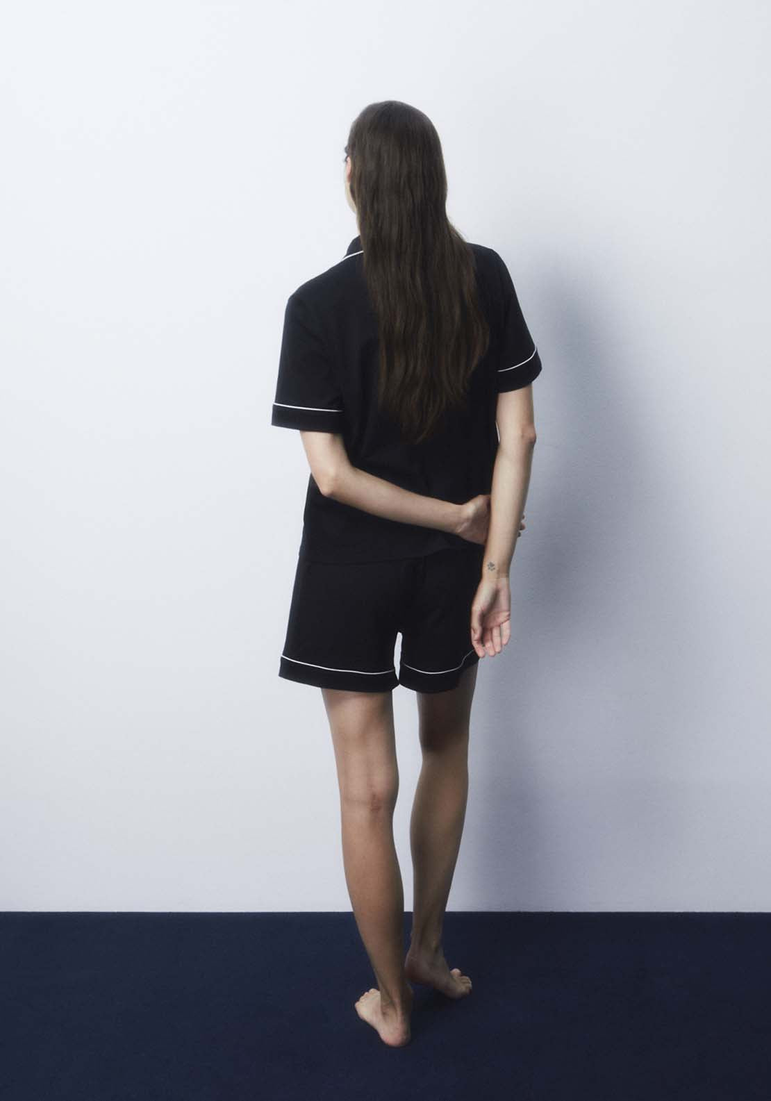 Sfera Buttons Plain Pyjamas - Black 4 Shaws Department Stores