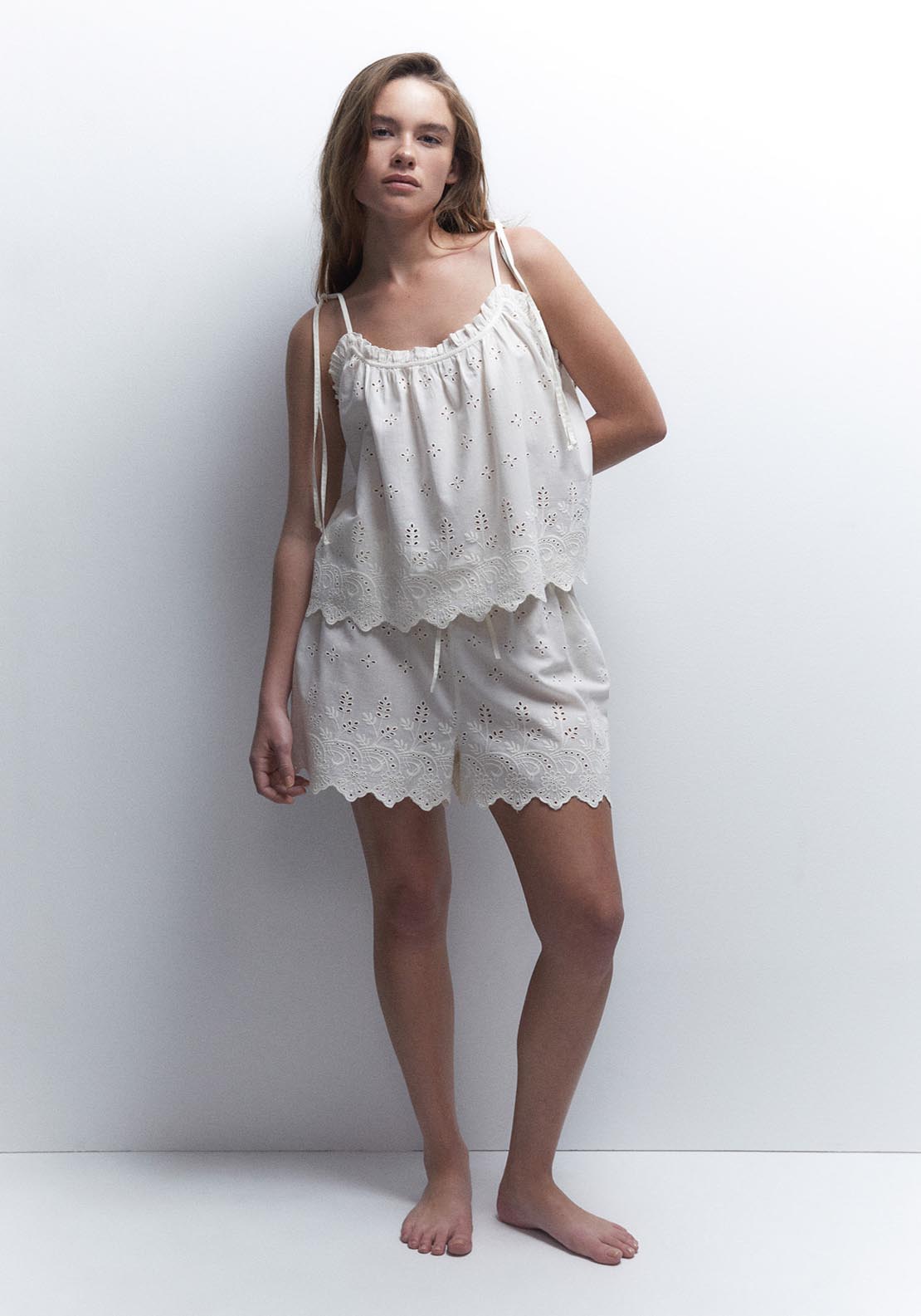 Sfera Cutout Pyjamas - Ecru 1 Shaws Department Stores