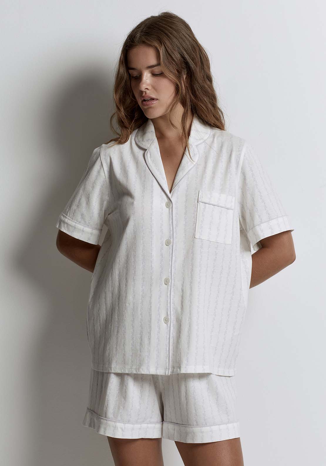 Sfera Stripes And Bouquets Pyjamas - Lilac 1 Shaws Department Stores