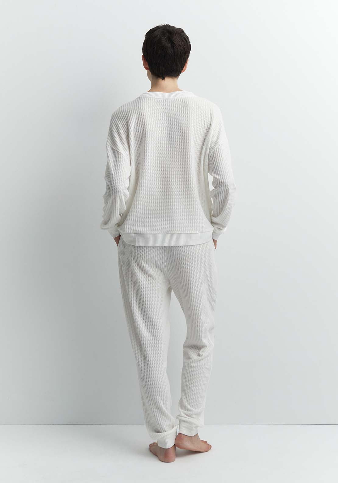 Sfera Waffle-weave sweatshirt - White 4 Shaws Department Stores
