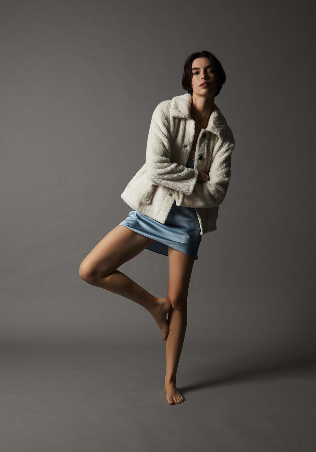 Fleece Jacket With Buttons - White