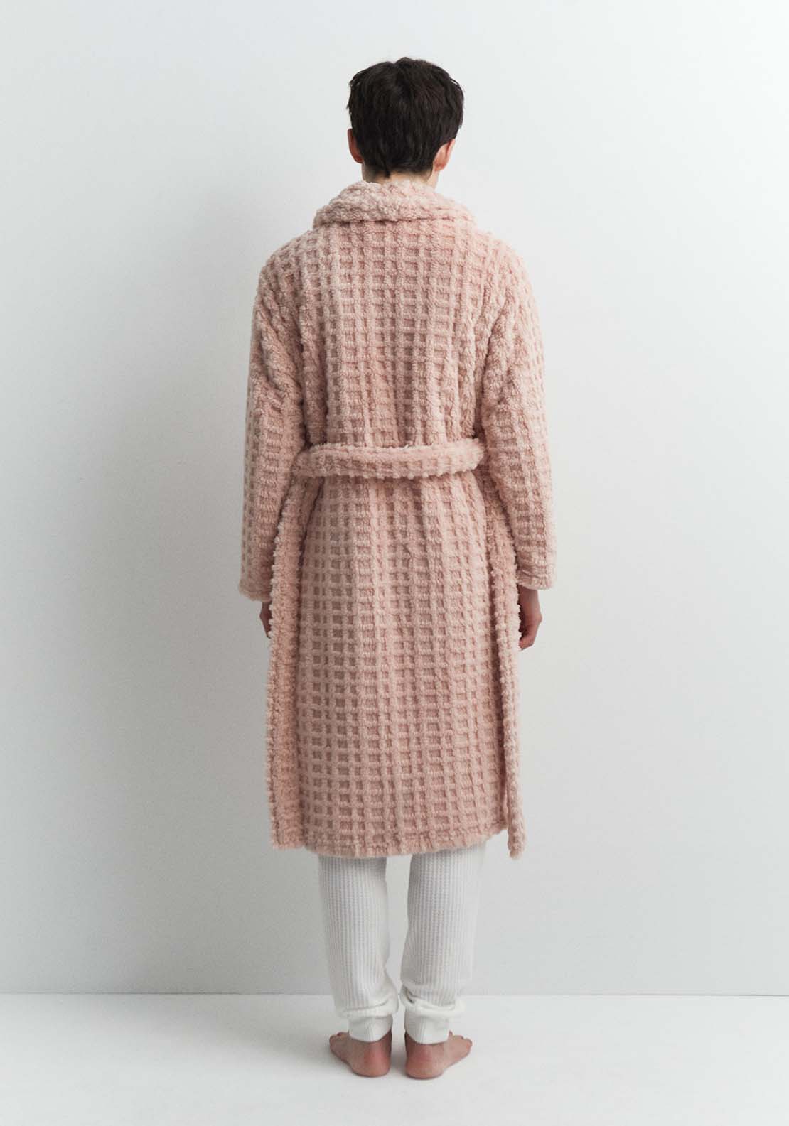 Sfera Textured polar fleece dressing gown - Pink 3 Shaws Department Stores