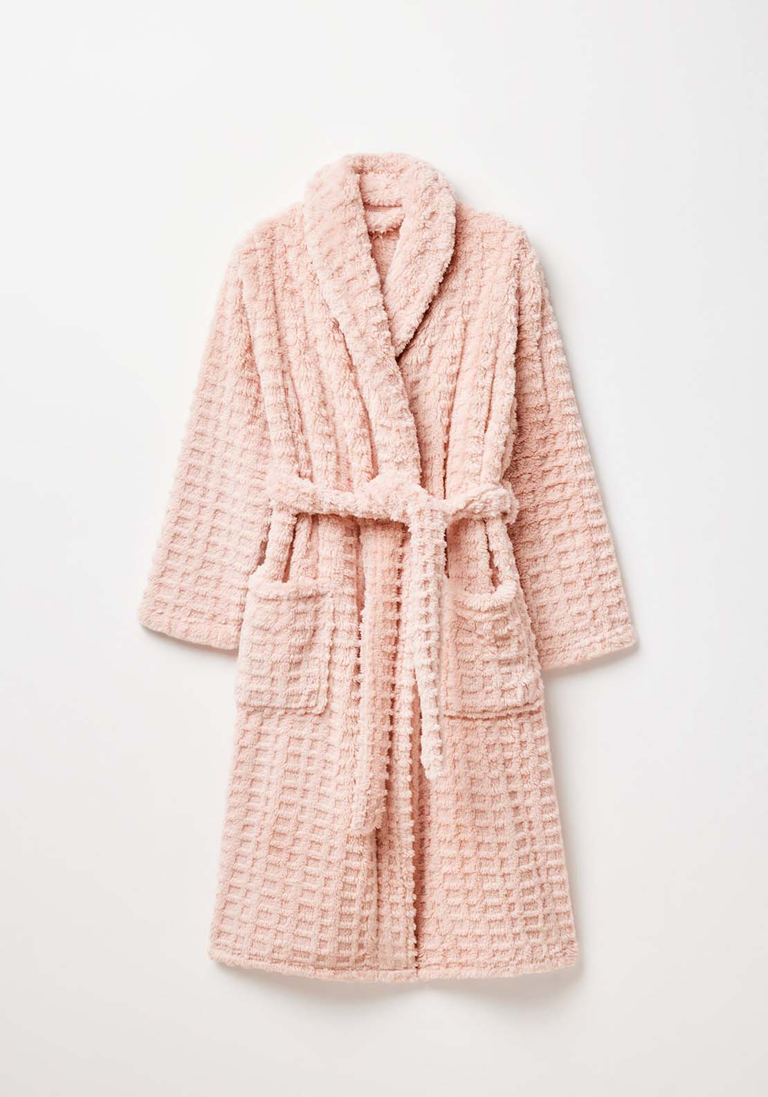 Sfera Textured polar fleece dressing gown - Pink 7 Shaws Department Stores