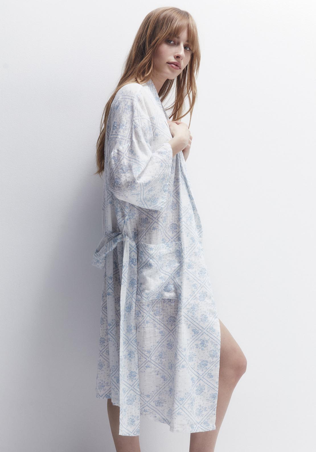 Sfera Floral Dressing Gown - Blue Light 2 Shaws Department Stores