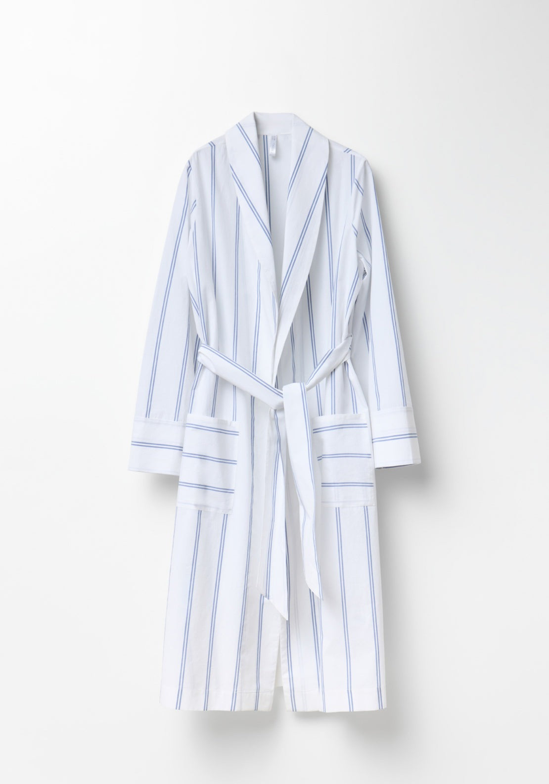 100% Cotton Two-Tone Striped Dressing Gown - Blue