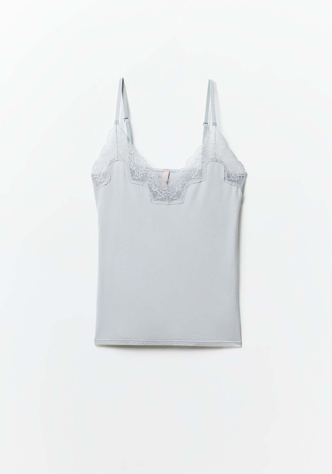 Sfera Plain Lacy Top - Grey 2 Shaws Department Stores