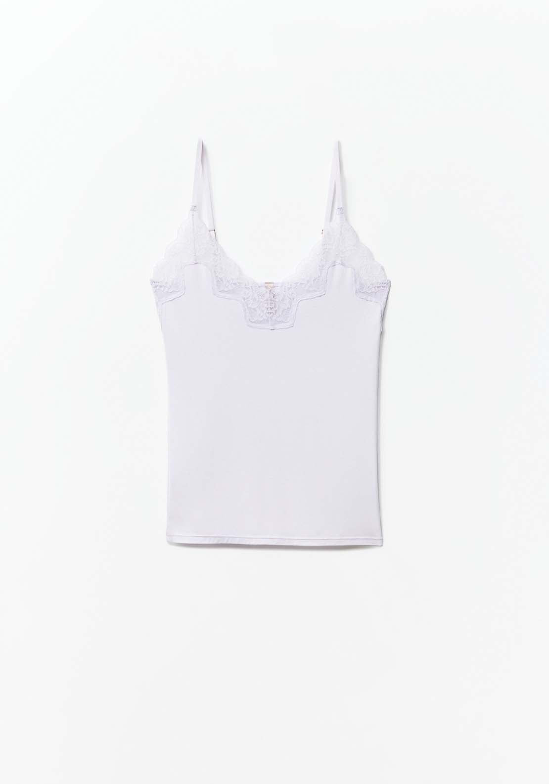 Sfera Plain Lace T-Shirt - Lilac 5 Shaws Department Stores