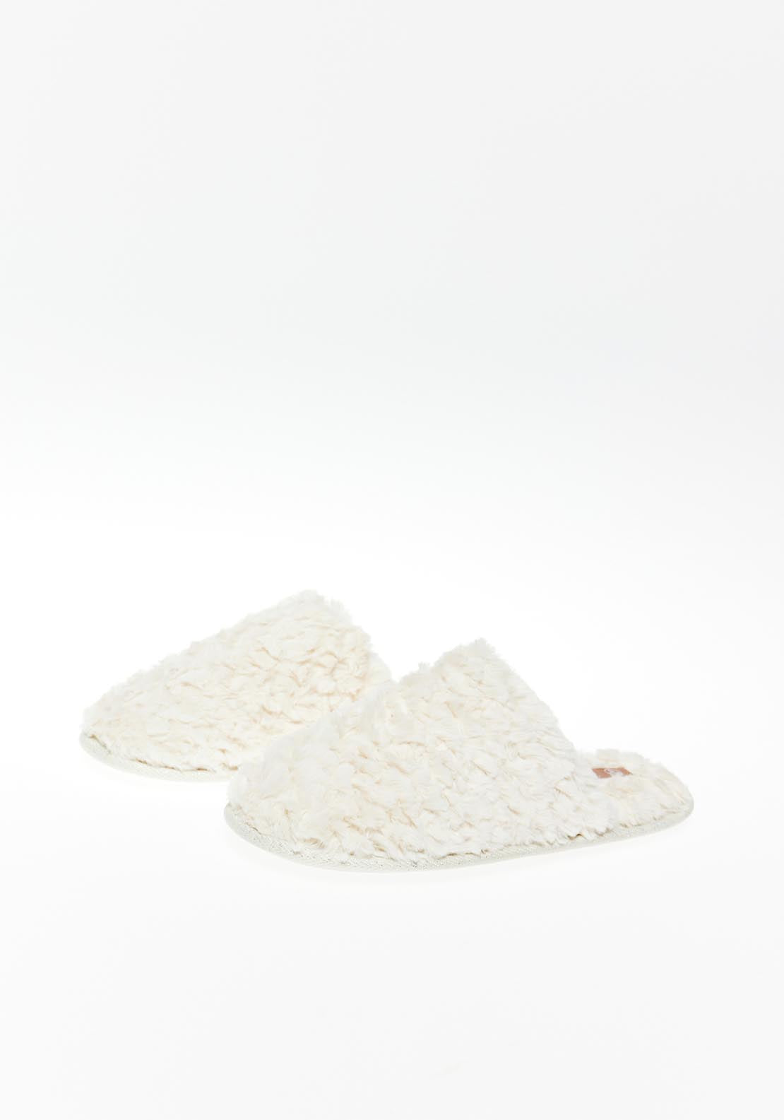 Sfera Curly texture house slippers - White 3 Shaws Department Stores