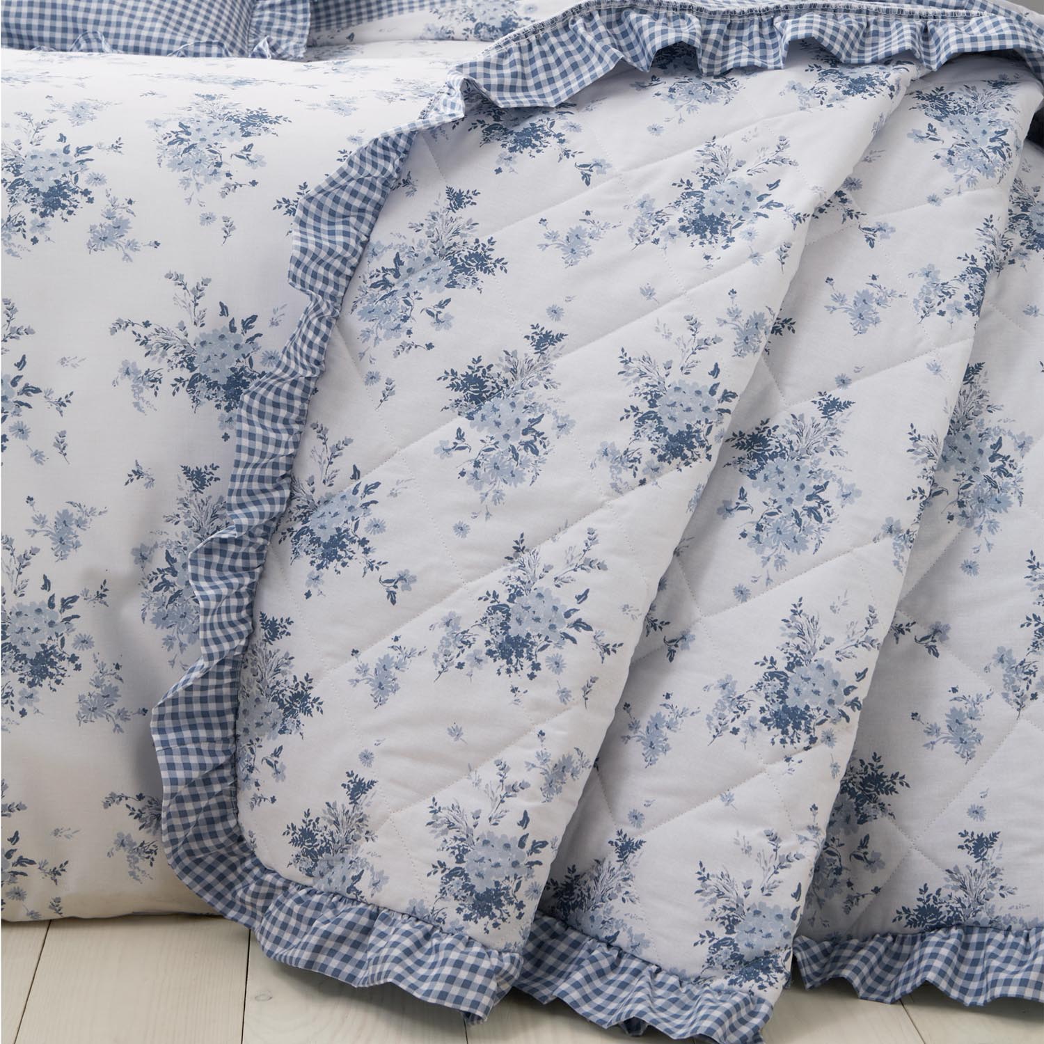 The Home Collection Elena Floral Frill Quilted Bedspread 220X220Cm 1 Shaws Department Stores