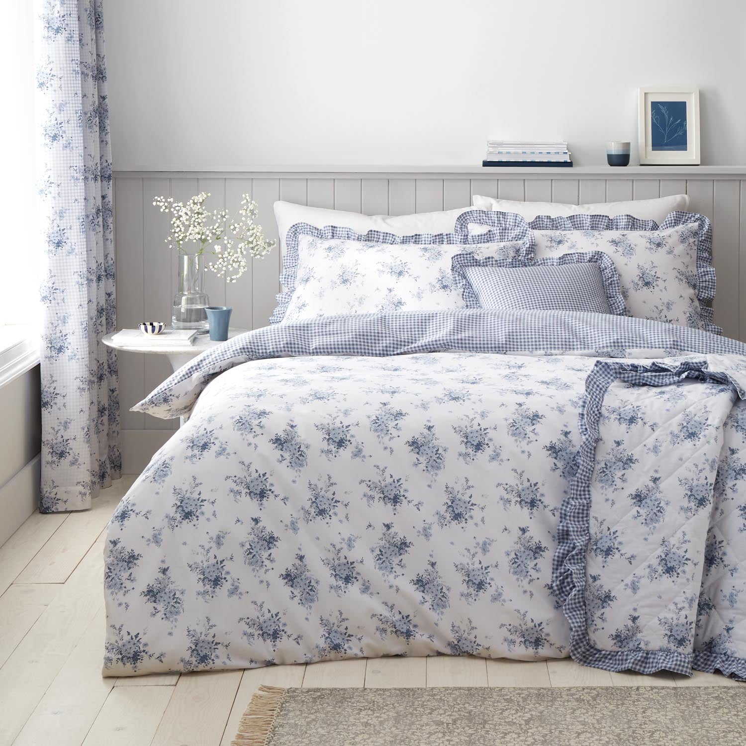 The Home Collection Elena Floral Frill Quilted Bedspread 220X220Cm 2 Shaws Department Stores