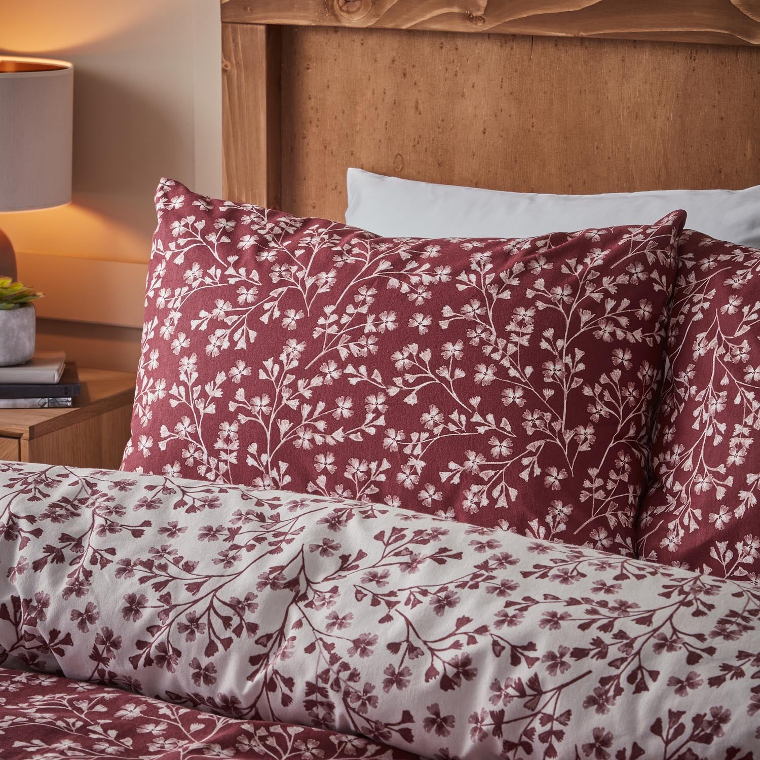 The Home Collection Enya Floral Brushed Cotton Reversible Duvet Cover Set Red 2 Shaws Department Stores