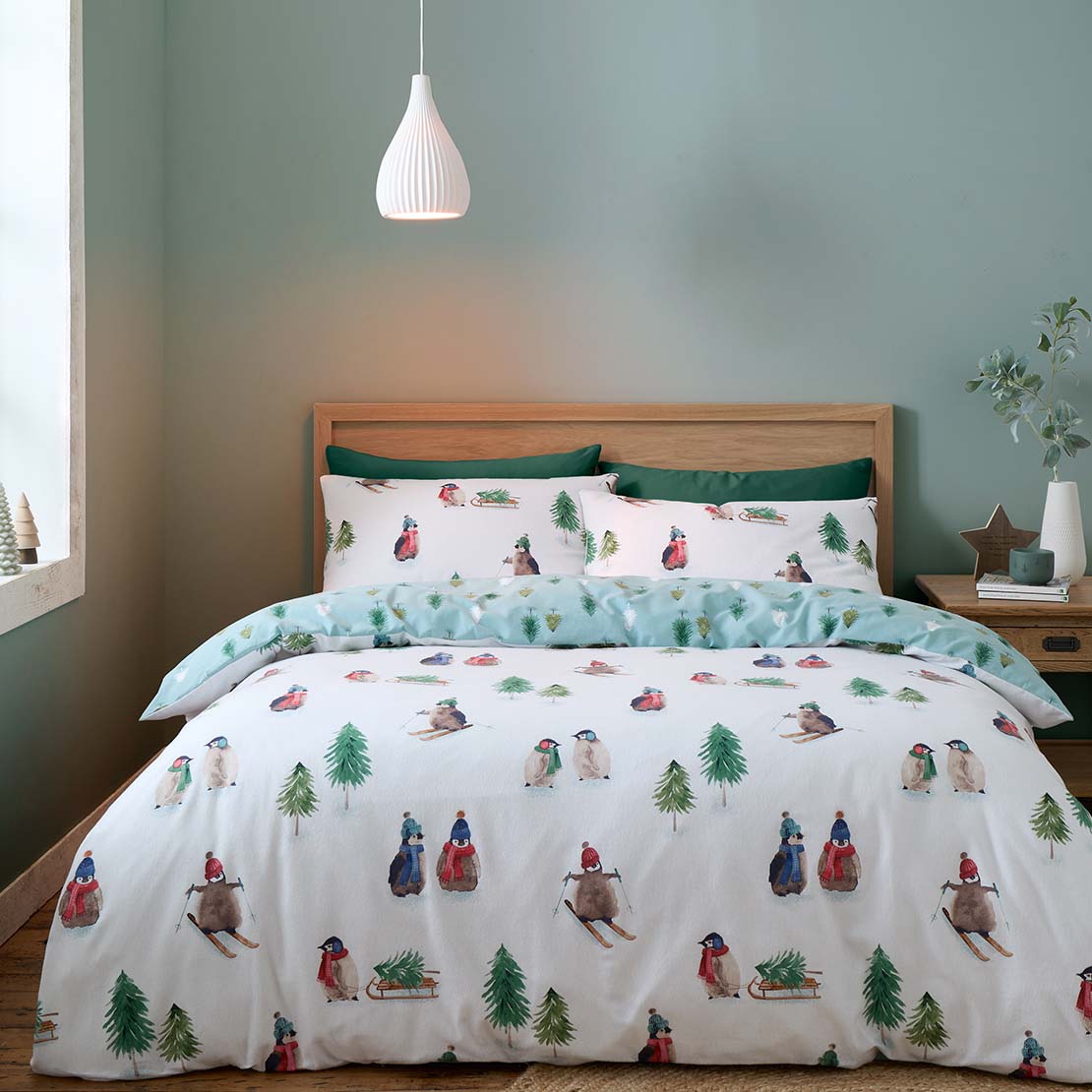 The Home Collection Brushed Cotton Winter Penguins Duvet Cover Set 1 Shaws Department Stores