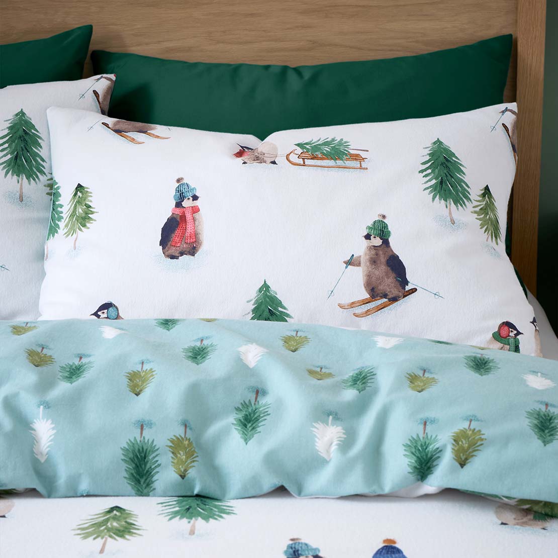 The Home Collection Brushed Cotton Winter Penguins Duvet Cover Set 3 Shaws Department Stores