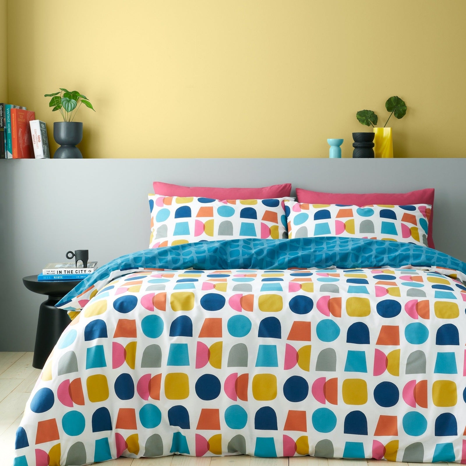 The Home Collection Linear Geo Reversible Duvet Cover Set Teal 1 Shaws Department Stores