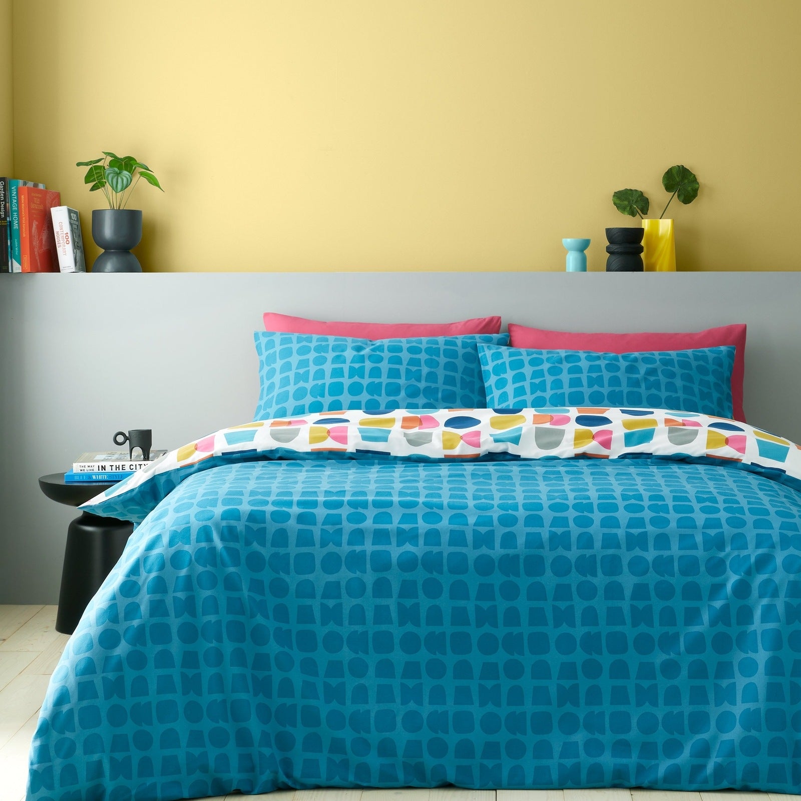 The Home Collection Linear Geo Reversible Duvet Cover Set Teal 3 Shaws Department Stores