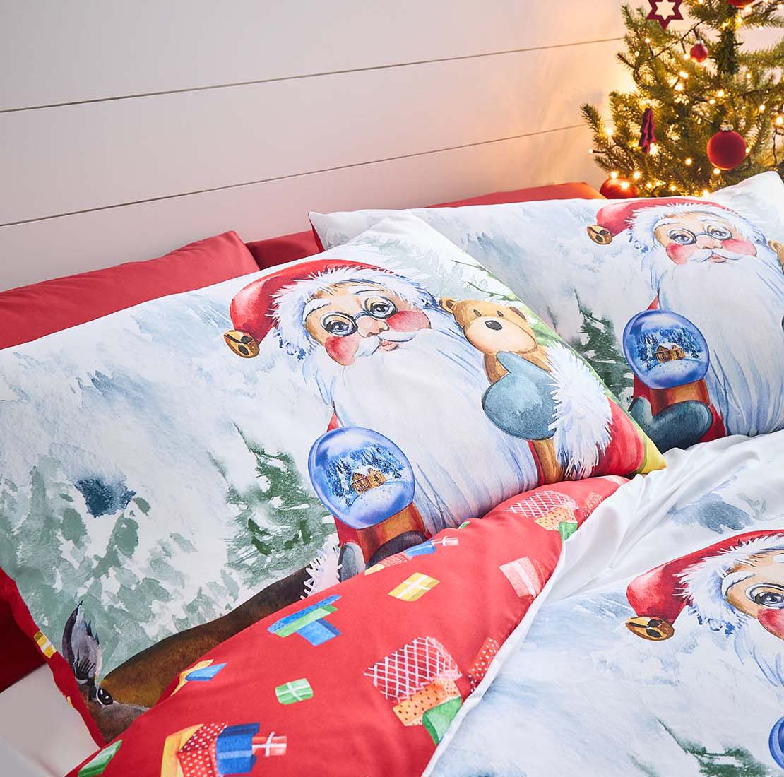 Catherine Lansfield Retro Santa Duvet Cover Set 2 Shaws Department Stores