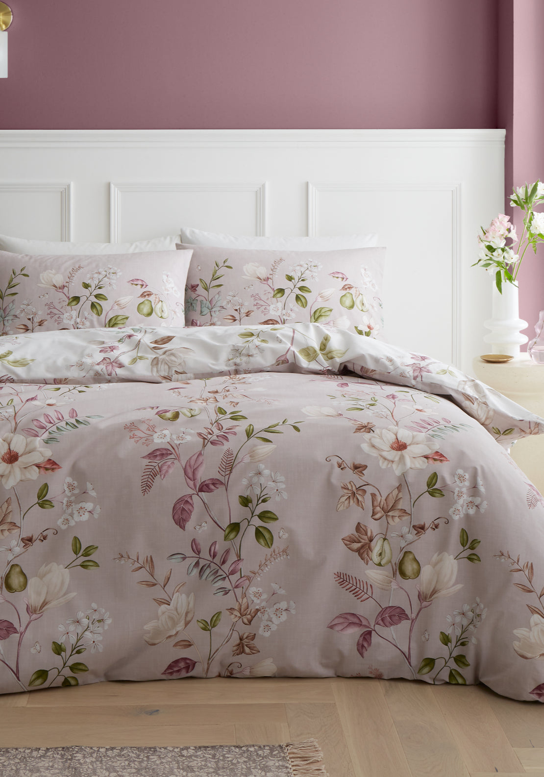 The Home Collection Francesca Floral Cotton Reversible Duvet Cover Set - Blush 1 Shaws Department Stores
