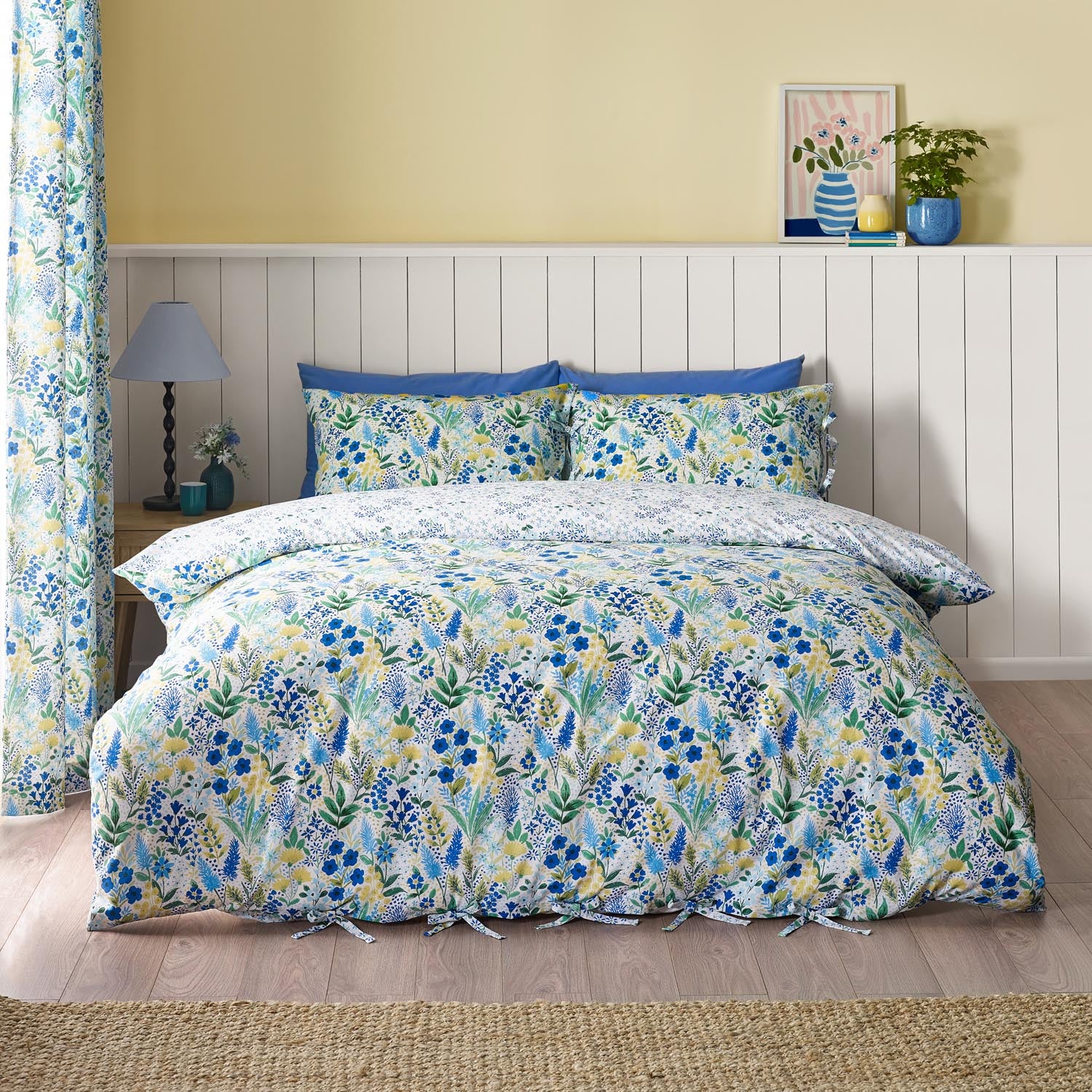 The Home Collection Ria Floral Reversible Duvet Cover Set - Blue 1 Shaws Department Stores