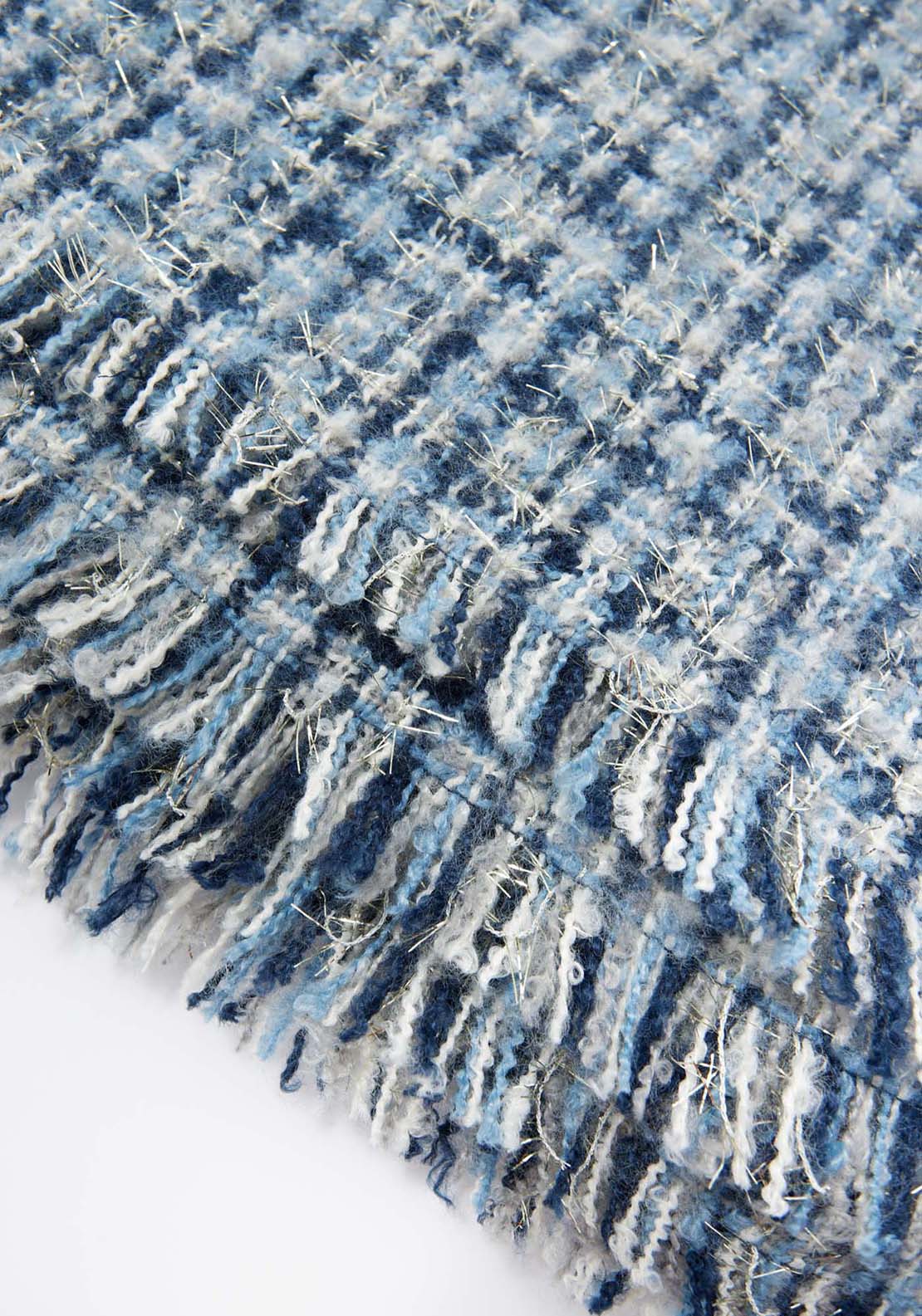Sfera Tweed Shawl - Navy 3 Shaws Department Stores