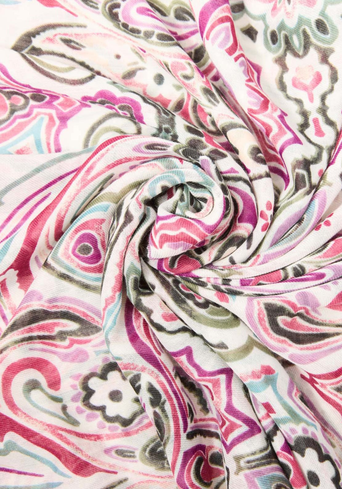 Sfera Paisley Scarf Tassels - White 4 Shaws Department Stores