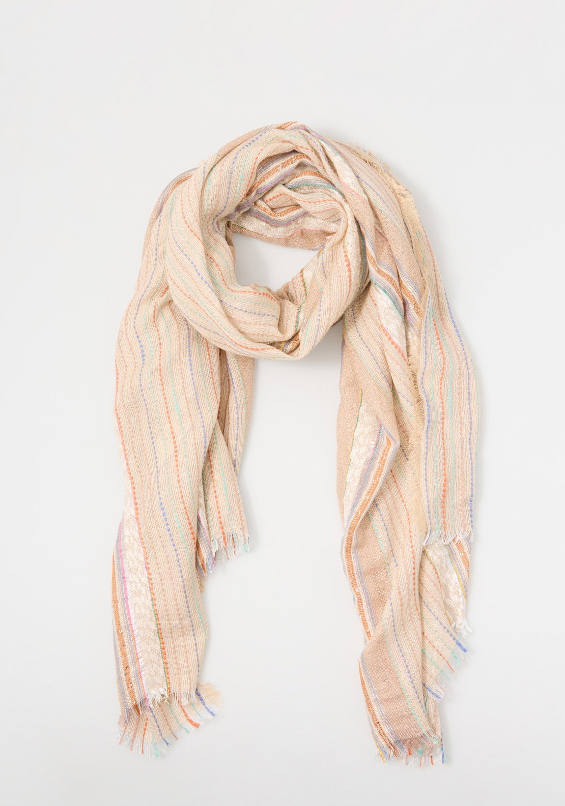 Sfera Metallic Multi Scarf - Beige 2 Shaws Department Stores