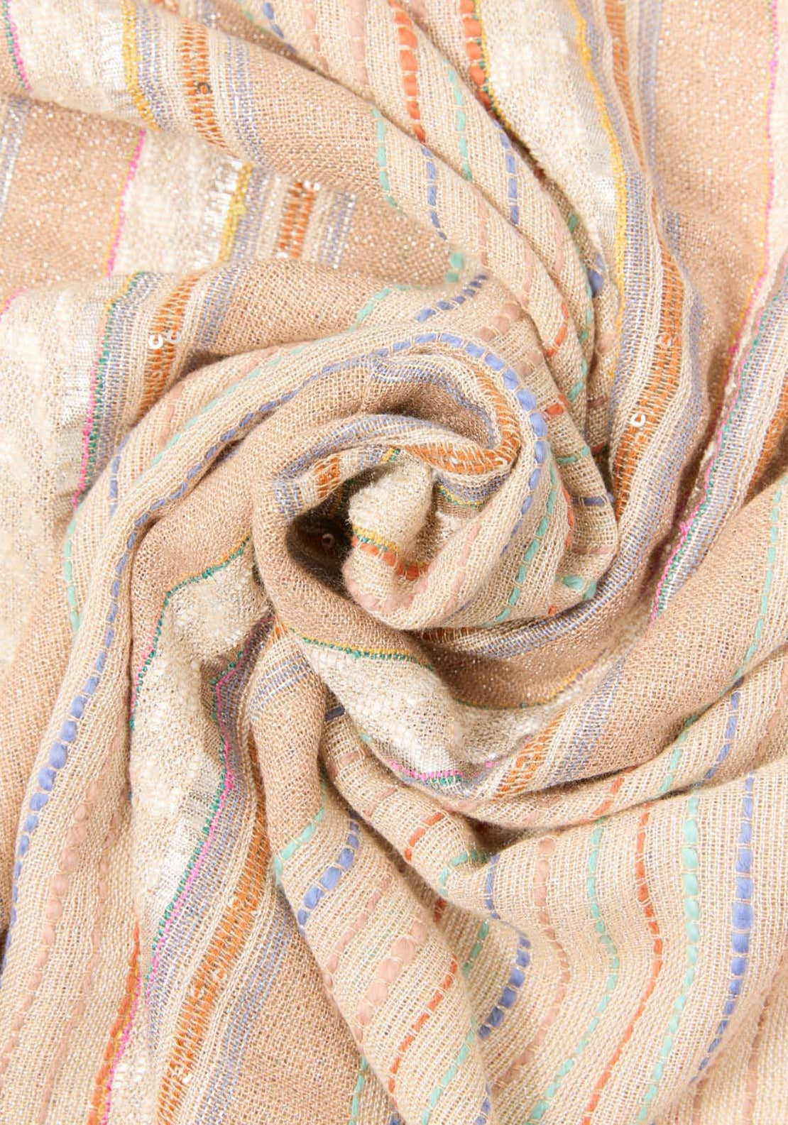 Sfera Metallic Multi Scarf - Beige 4 Shaws Department Stores