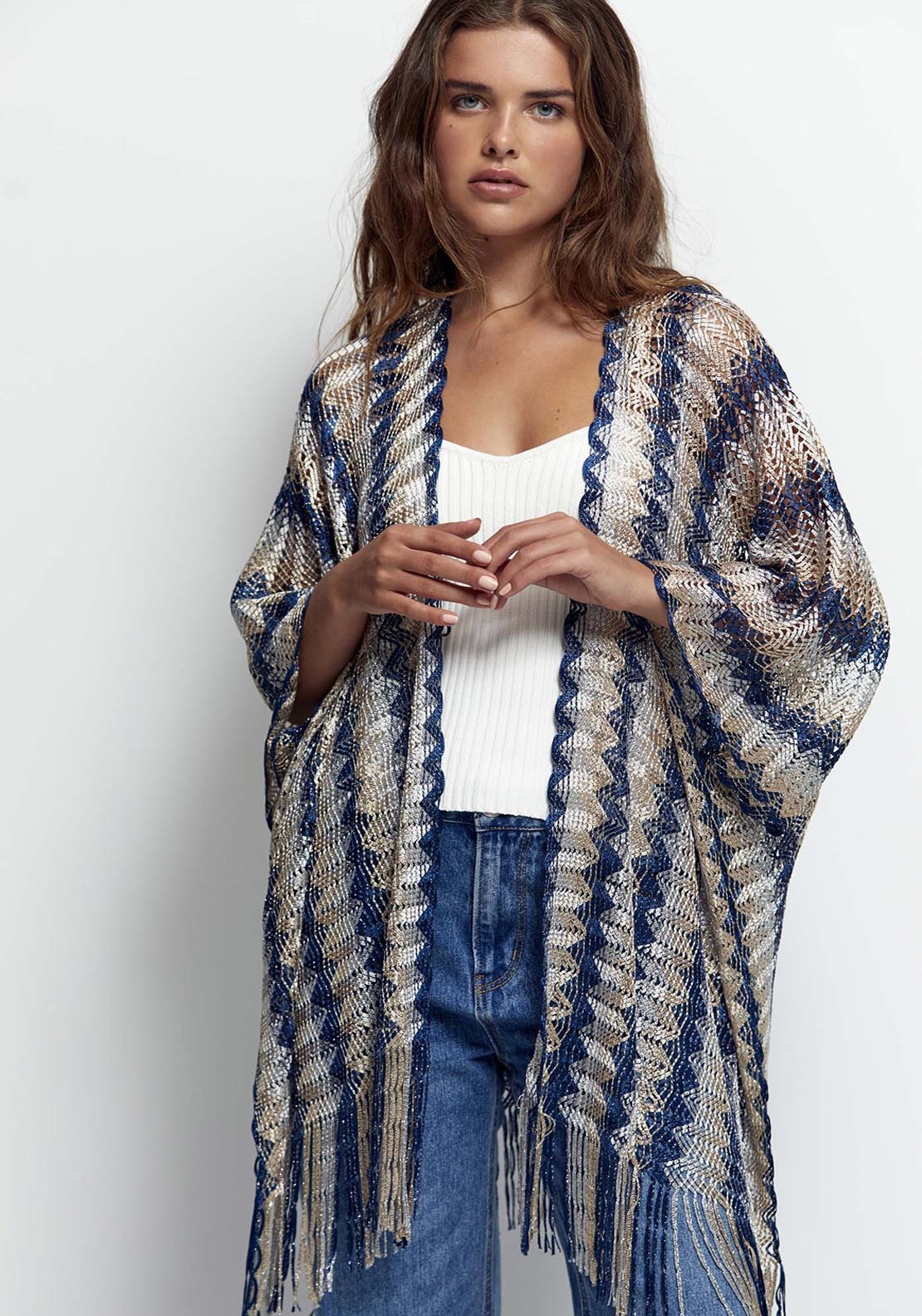 Sfera Red Zigzag Kimono - Blue 1 Shaws Department Stores