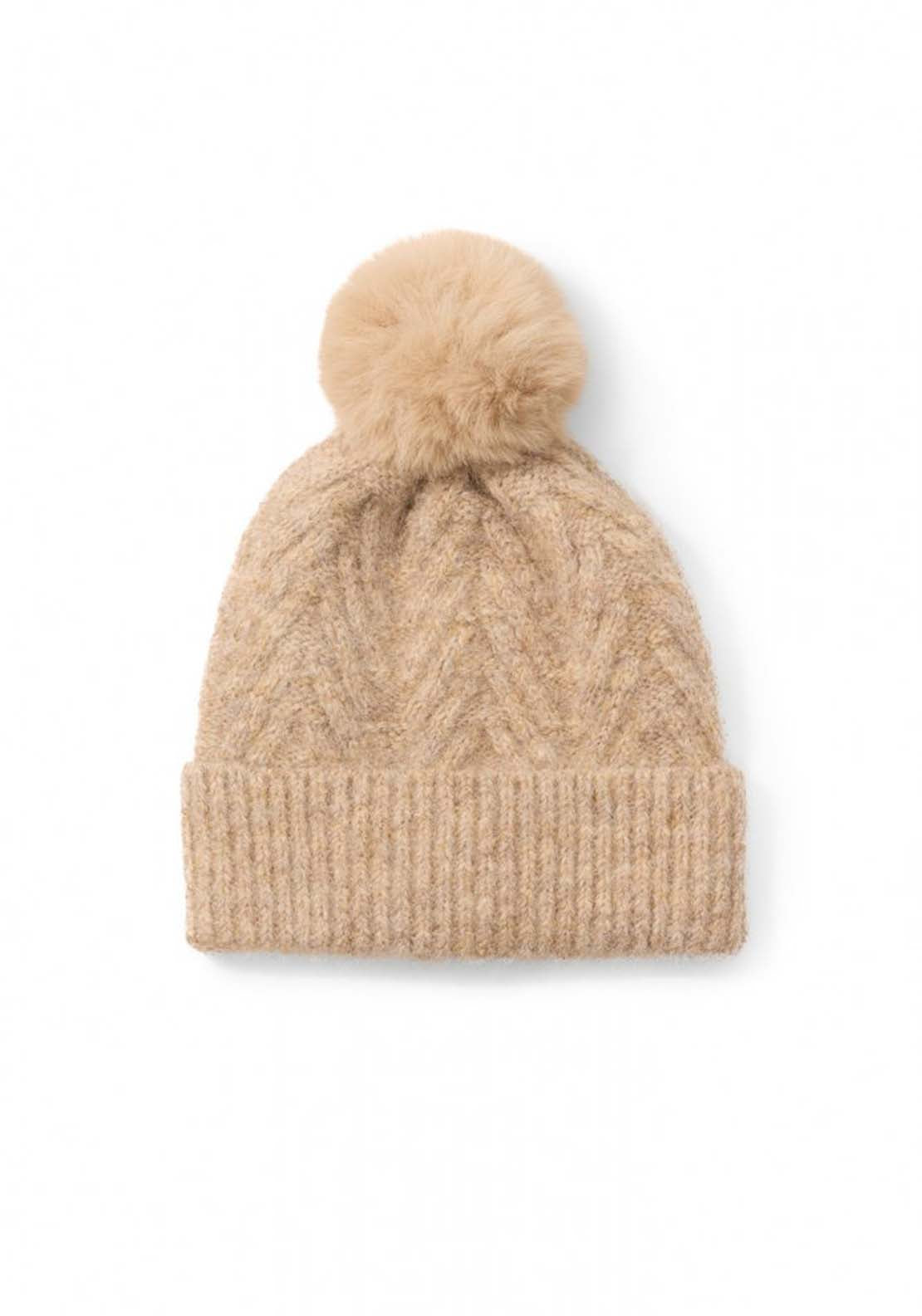 Herringbone Beanie - Beige