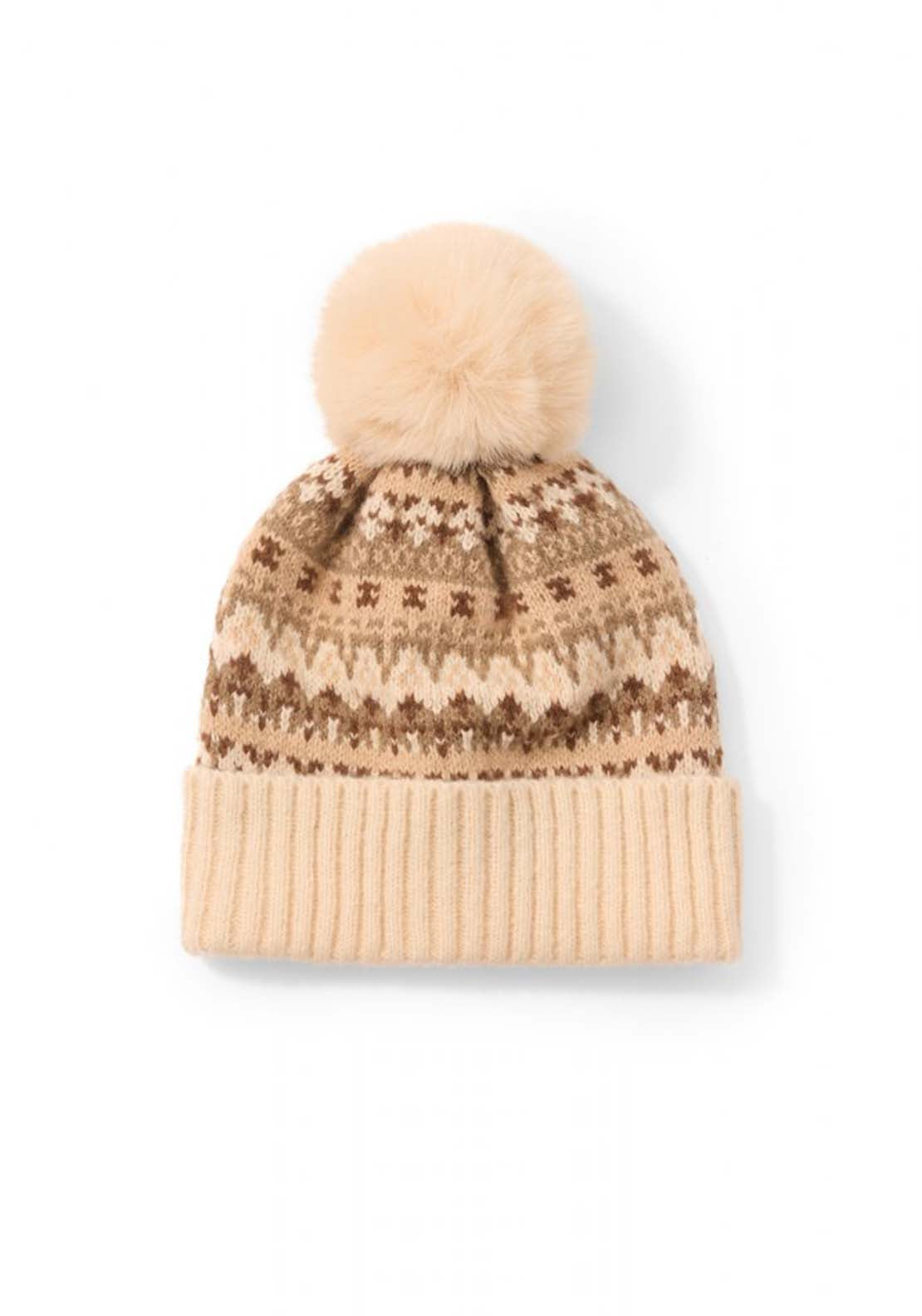 Ethnic Alpine Beanie - Beige