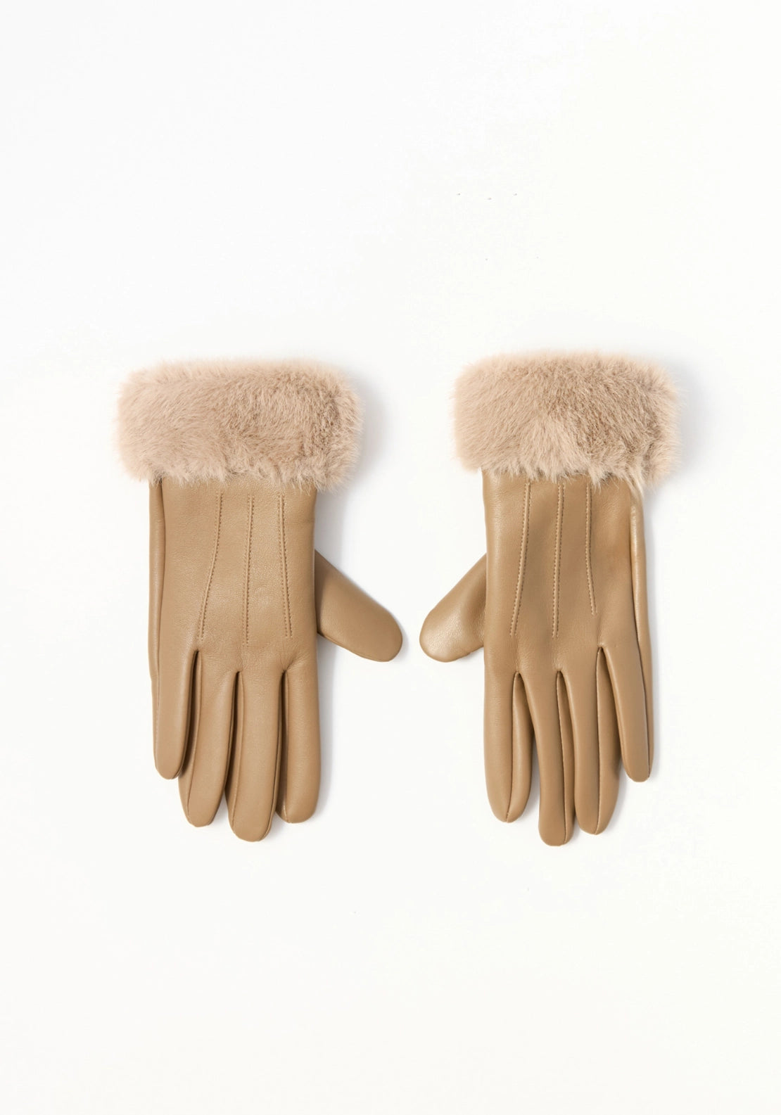Tone On Tone Faux Fur Gloves - Light Mink