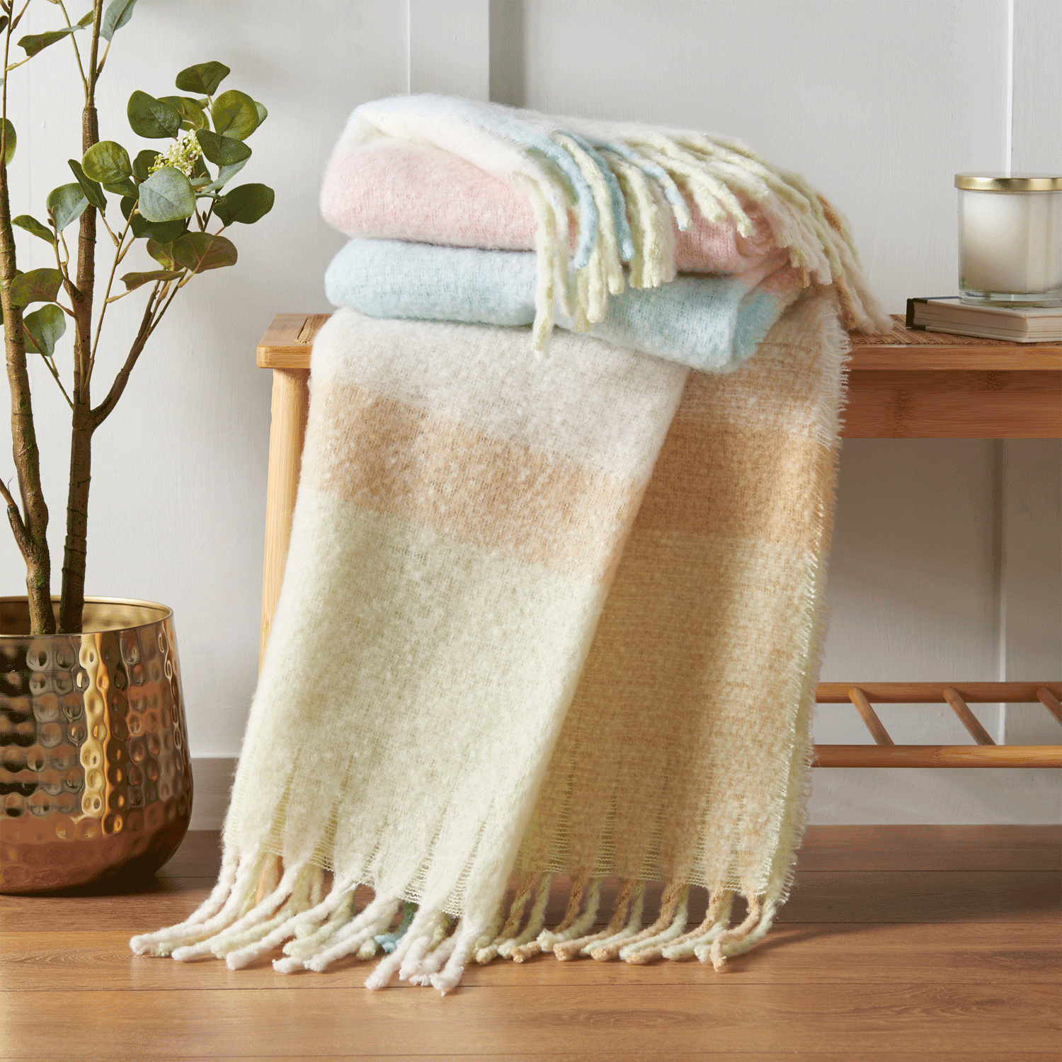 The Home Collection Pastel Check Throw 130X170Cm 1 Shaws Department Stores