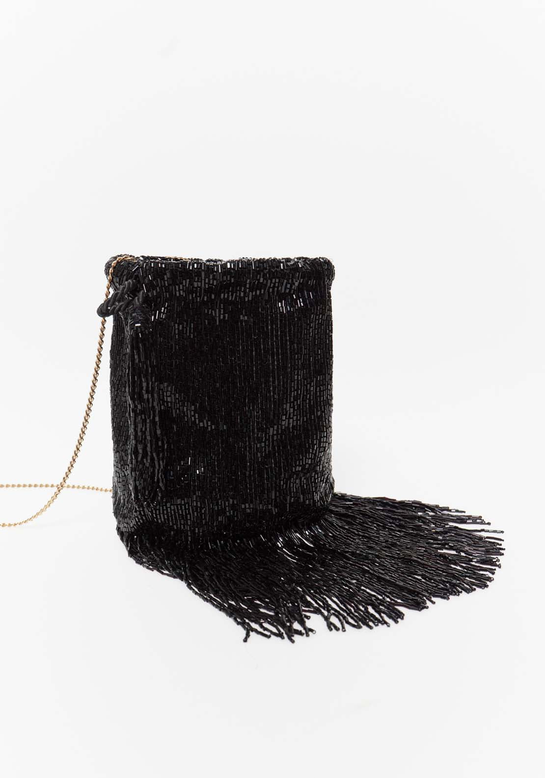 Sfera Beaded Pouch Finges - Black 4 Shaws Department Stores