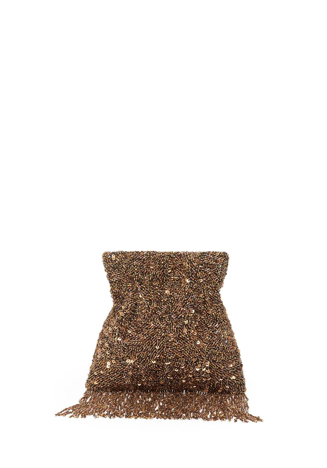Beaded Drawstring Pouch - Gold