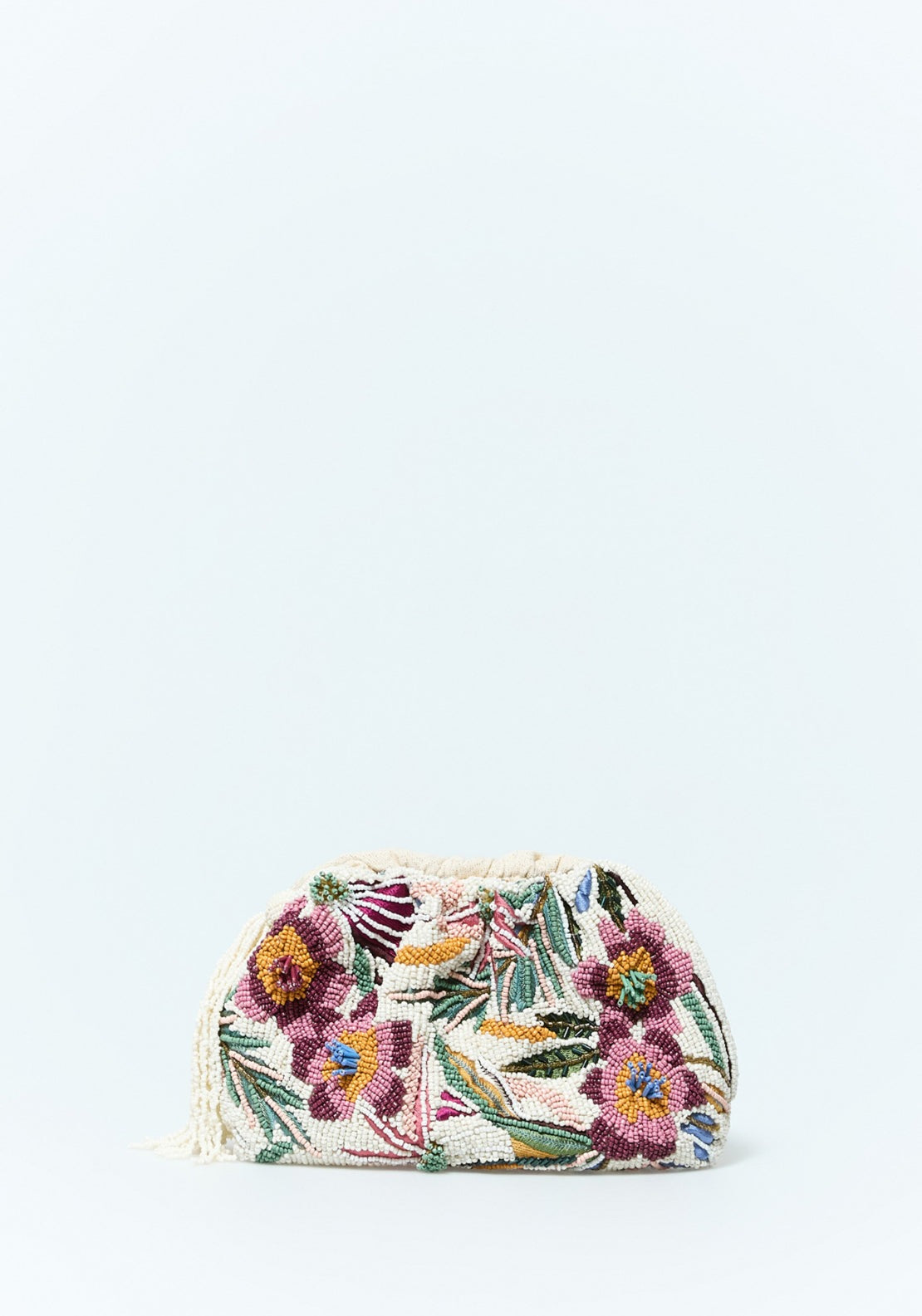 Floral Embroidered Pouch - Ecru