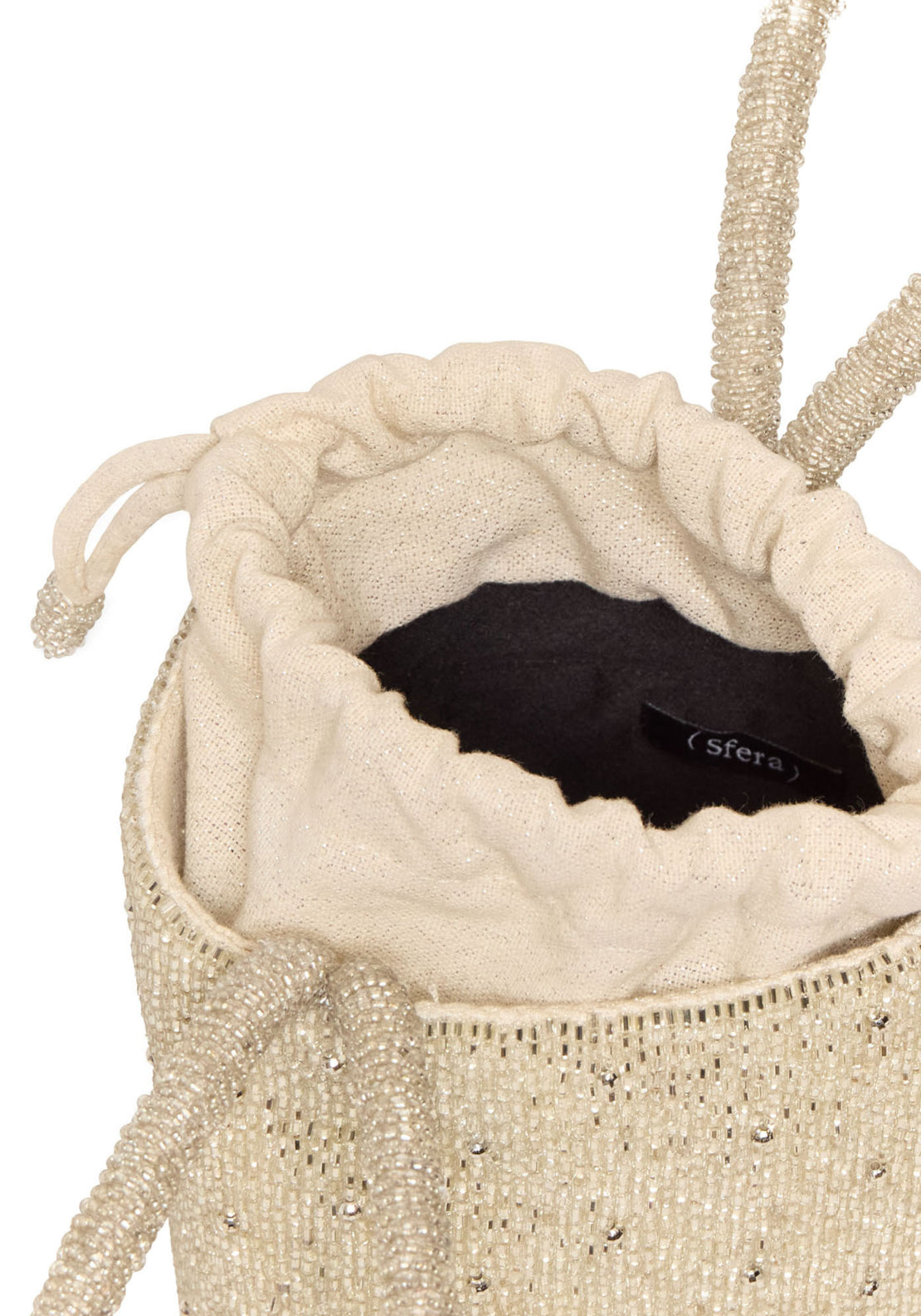 Beads Handle Bucket Bag - Grey
