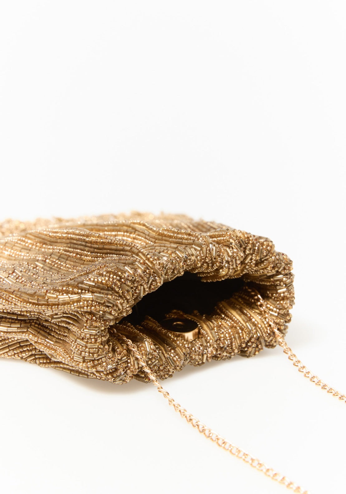 Beaded Fringe Pouch - Gold