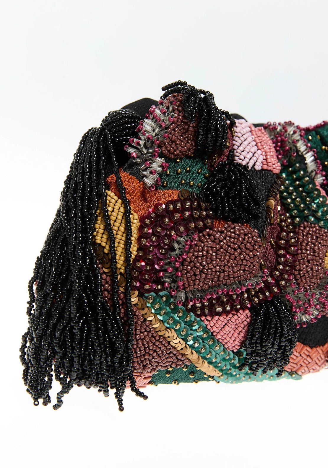 Beaded Asymmetric Pouch Bag - Multicolour