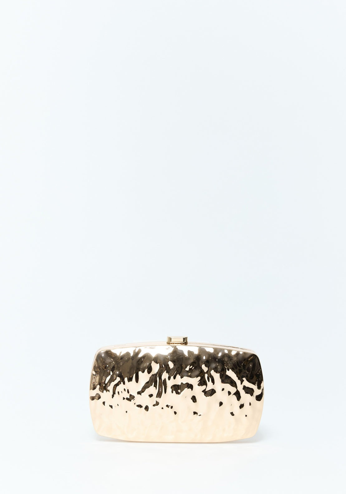 Engraved Metal Box Clutch - Gold