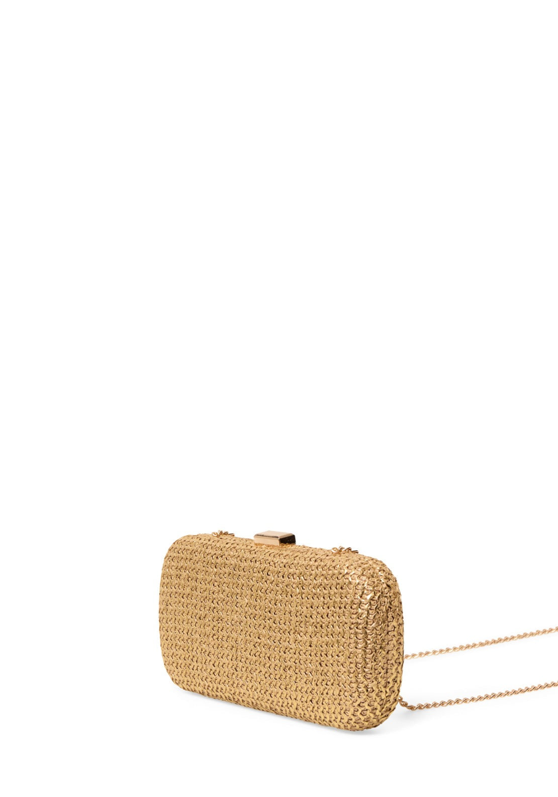 Elongated Raffia Box - Gold