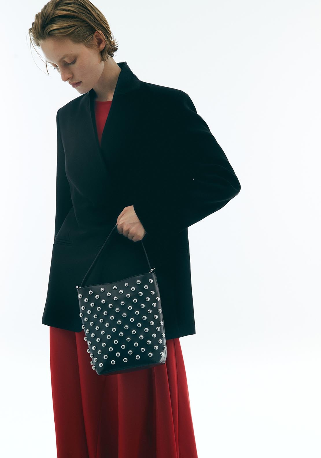 Mini Studded Hobo Bag - Black