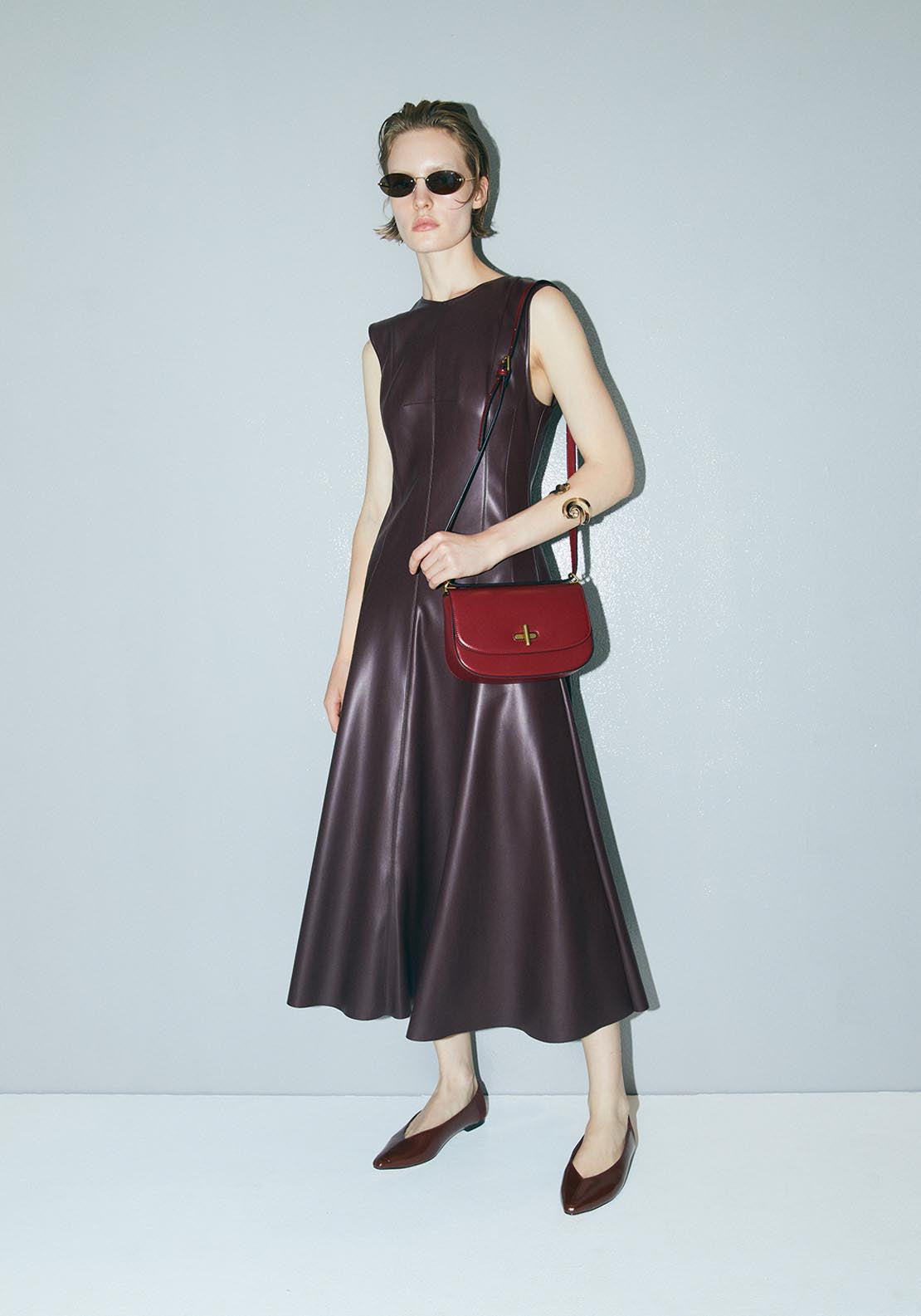 Structured Bag With Clasp - Red