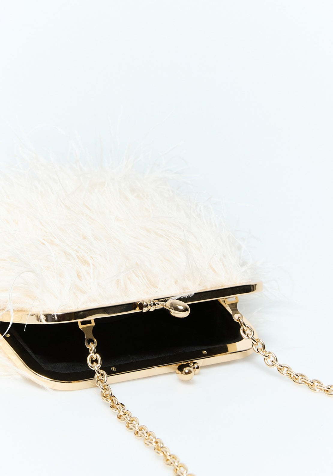 Feather Bag With Chain - Ecru