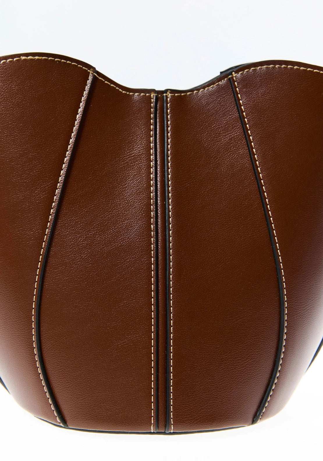 Topstitching Crossbody Bag - Brown