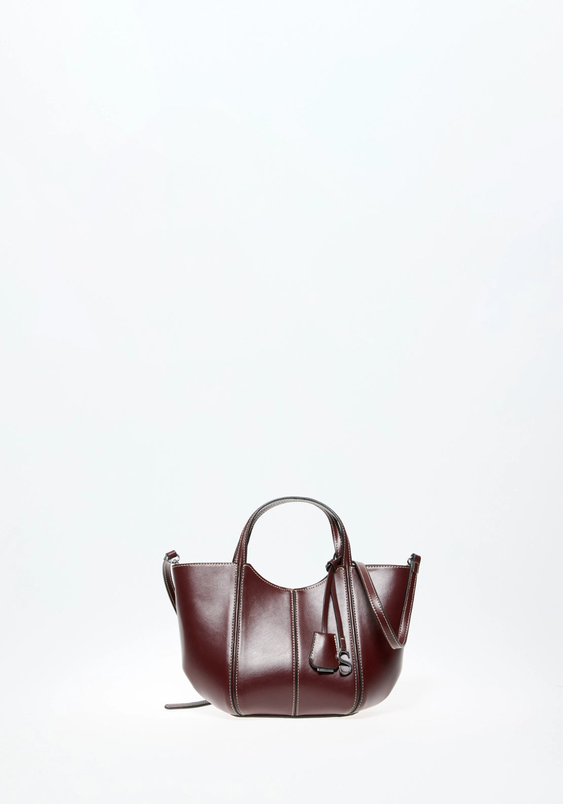 Topstitching Handbag - Wine