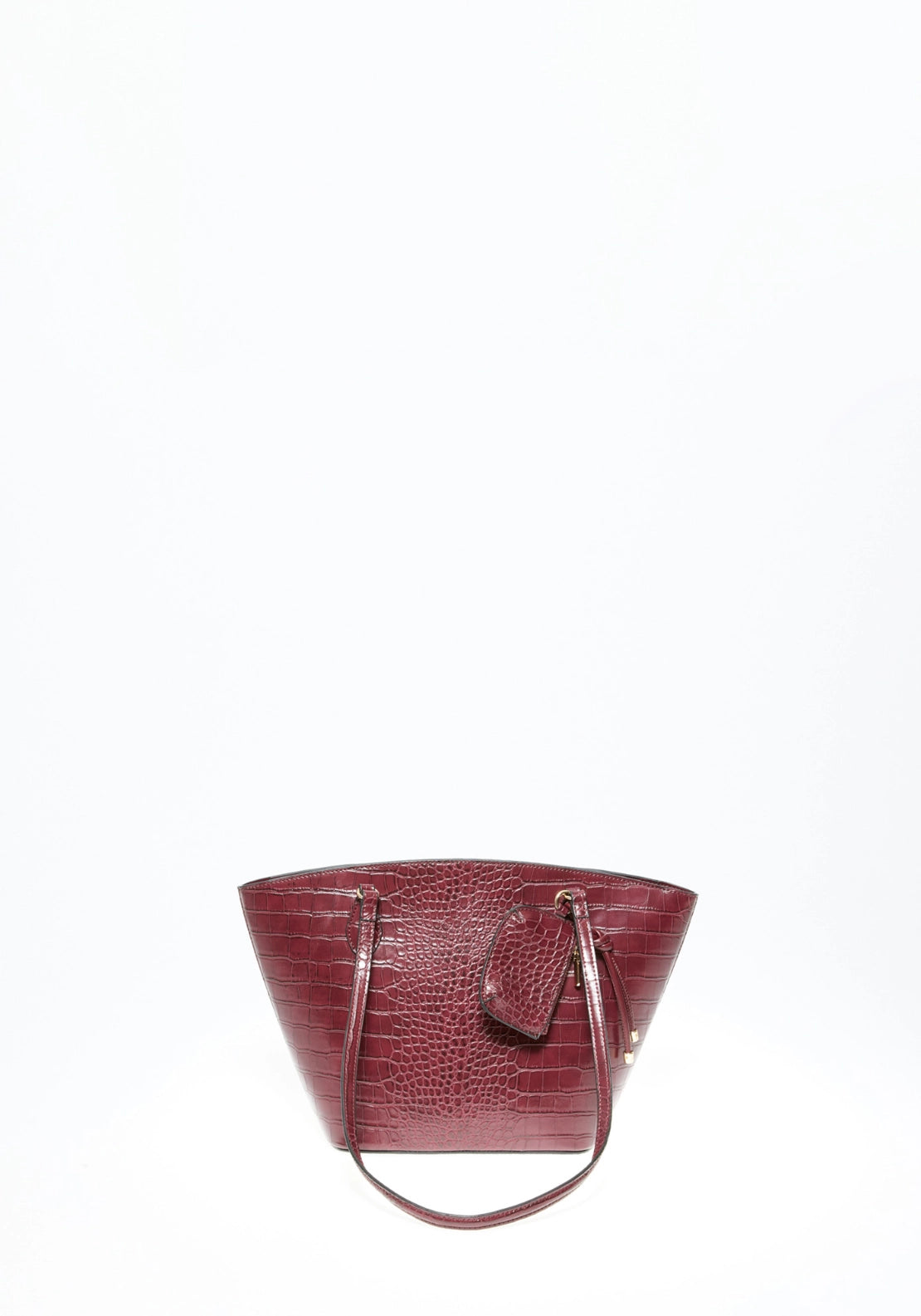 Patent Croc-Effect Shopper - Wine