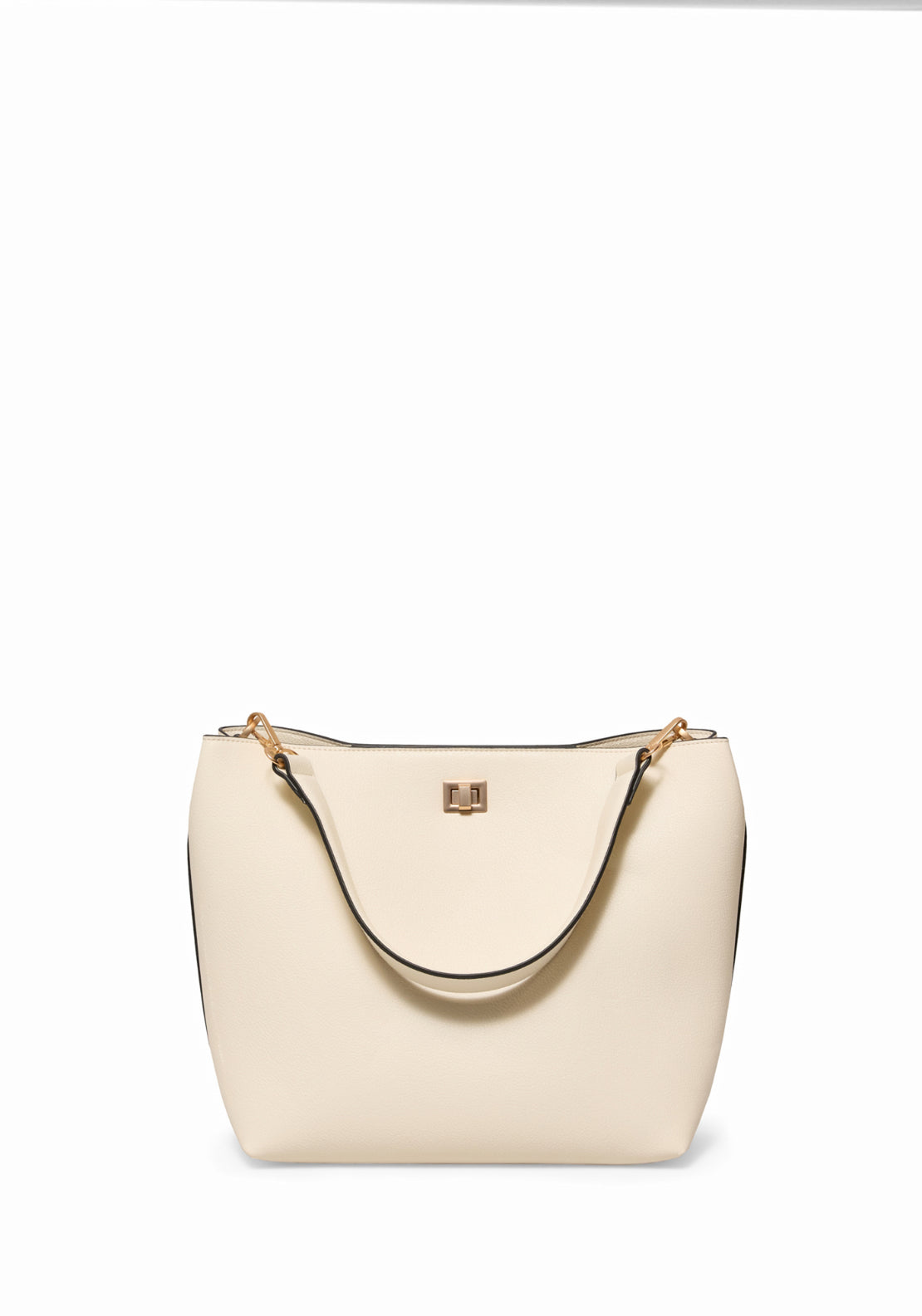 Shoulder Hobo Bag With Clasp - White