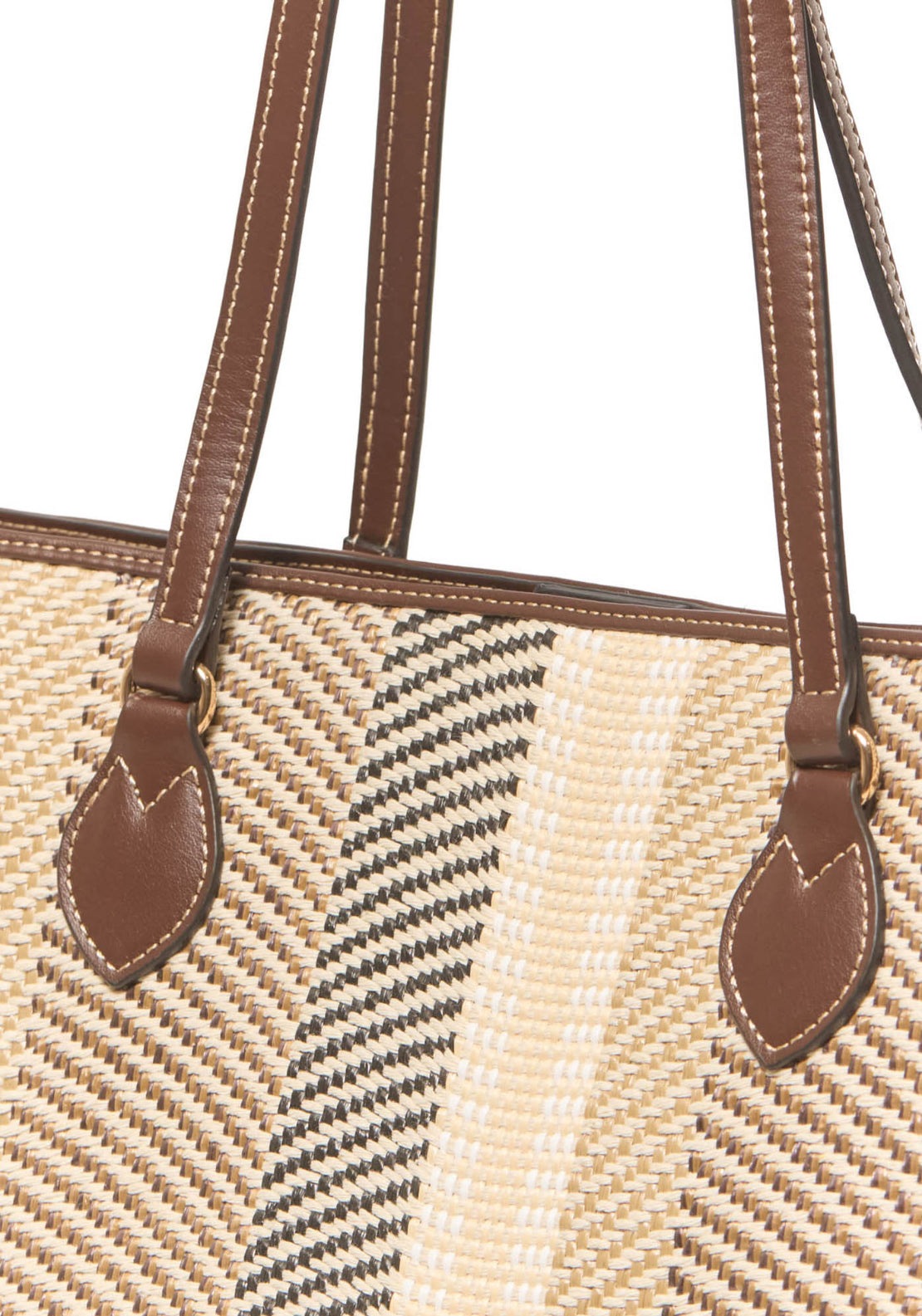 Combined Raffia Shopper Bag - Multicolour