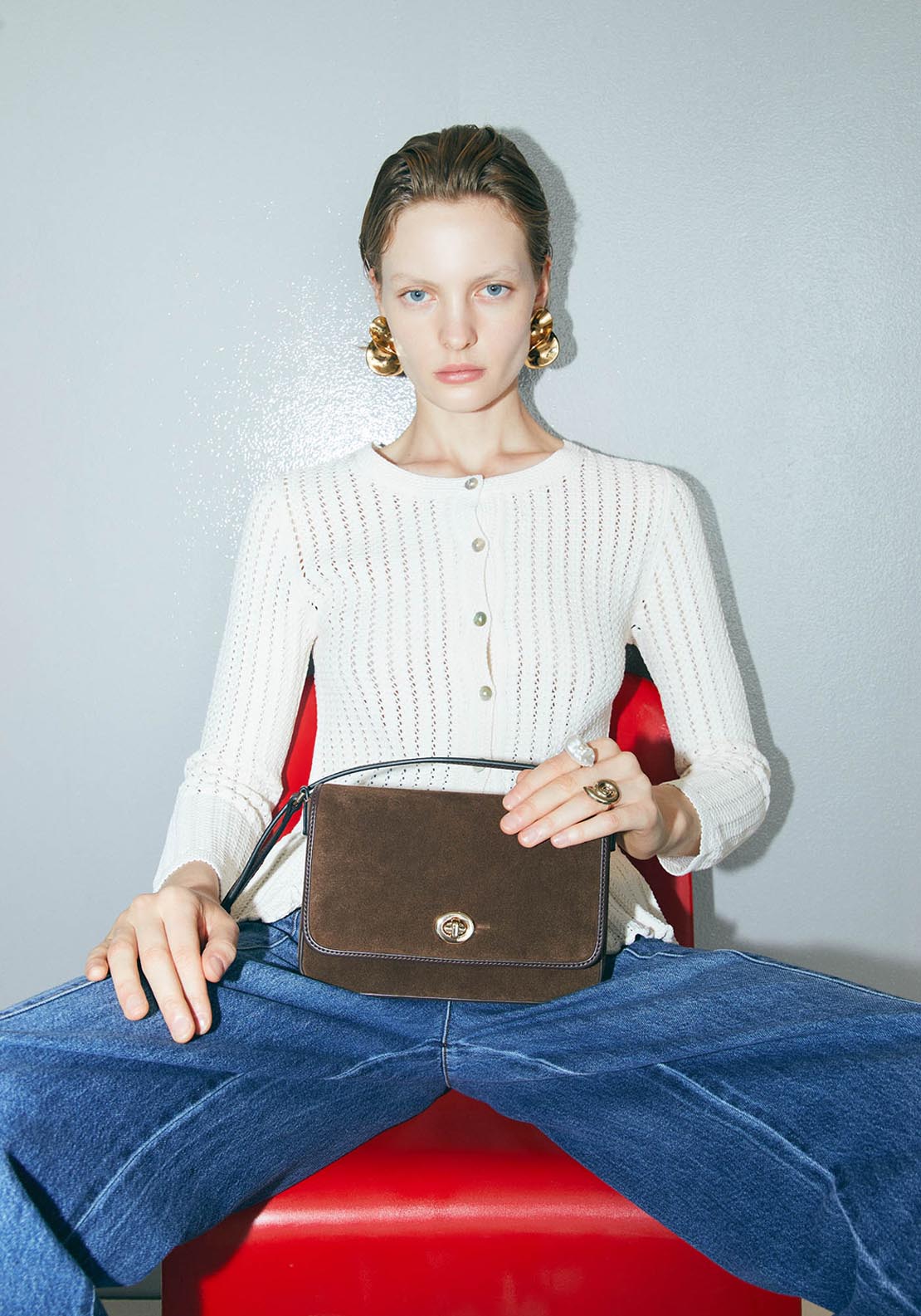 Leather Crossbody With Clasp - Brown